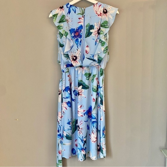 H&M Mama Baby Blue Sleeveless Chiffon Floral Nursing Dress - Picture 5 of 16